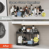 Ukeetap 2 Pack Multi-Purpose Pull-Out Storage Organizers, Under Sink Organizers and Storage for Bathroom & Kitchen, Under Cabinet Organizers and storage, 12.8 Inch, Black ukeetap