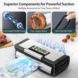 Precision Vacuum Sealer Machine Pro, 2X Seal & 130W Pump Powerful Vacuum Sealer for Food,10-in-1 Functions with Handle Design, Built-in Cutter&Bags Storage&Hose, 2 Bags Rolls, Stainless Steel Beelicious Pro