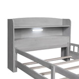 Bellemave Gray Twin Bed Frame with LED Storage Headboard and Safety Rails Bellemave