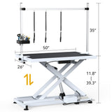 DWVO 50'' Electric Dog Grooming Table Heavy Duty Adjustable Pet Grooming Table Grooming Arm Anti-Slip Top Tool Organizer Professional Dog Grooming Station (White, 50inch) DWVO