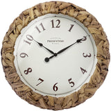 Presentime & Co. Farmhouse Series, Rustic Woven Clock, 12.6 inch, Natural Woven Water Hyacinth/Sea Grass. Wall Sculpture, Wall Art and Timepiece for Home Decoration/Wall Decoration/Farmhouse Décor Presentime