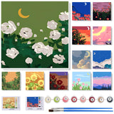 Nezyo 12 Sets Paint by Numbers Kit with Frame for Adult Beginners, Paint by Number DIY Acrylic Painting Canvas for Painting Party, Classroom Activity Birthday Gift, 8 x 8 Inch Nezyo