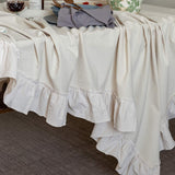 Glory Season Retro Farmhouse Ruffle Tablecloth Cotton Flounces Trim Washable Table Cover Tablecloths for Rectangle Table Baby Shower Kitchen Party Wedding Decor,White 60''x84'' GLORY SEASON