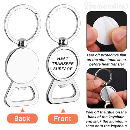 Framendino, 10 Pack Sublimation Blanks Keychains Bottle Opener Blank Key Rings Aluminum Heat Transfer Rectangle Sublimation Keychains