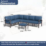 Kurapika Patio Furniture Set 8-Piece Aluminum Sectional Sofa with Armrest, Modern Outdoor Conversation Set, Metal Corner Sofa with Ottoman, Navy Blue Kurapika