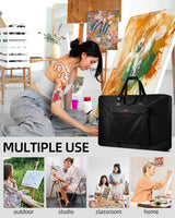 Nicpro Large Art Portfolio Bag 35 x 43 Inches Waterproof Nylon Artist Storage Case with Shoulder Strap, Storage Carrying Bag for Professional Artwork Sketch Drawing Canvas Photography Poster Nicpro