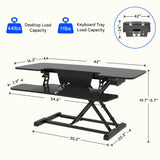 FLEXISPOT Electric Standing Desk Converter 42" Height Adjustable Desk 55 LBS Weight Capacity Motorized Stand up Desk Riser with Quick Release Keyboard Tray for Office Home FLEXISPOT