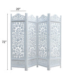 COTTON CRAFT Room Divider Wood Floor Screen - Kamal Antique White 4 Folding Panel 72x80 - Portable Reversible Functional Decorative Partition - Reversible Boho Freestanding Small Spaces Privacy COTTON CRAFT