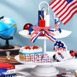 3 Pcs 4th of July Table Decoration Patriotic Tiered Tray Decor Red White Blue USA Firework Memorial Day Independence Day Wood Table Signs Fourth of July Centerpieces(Cute Style) Yalikop