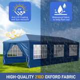 Outvita 10x30ft Ez Pop Up Canopy, Portable Instant Canopy Tent with 8 SideWalls for Outdoor Events, Party, Wedding, Birthday,Graduation Blue Outvita