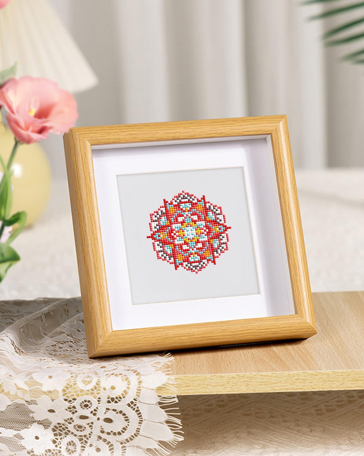 PeakLuv 12pcs Mandala Small Diamond Art Kits Small Diamond Painting Kits, Flowers Mini Diamond Art Kits for Beginners, Square Drill Mini Gem Painting 1-Hour Painting for Home Desktop Decor, 6X6in PeakLuv