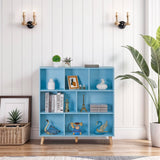 SUPER DEAL 8 Cube Bookshelf 3 Tier Open Shelf Bookcase with Solid Legs, Modern Storage Organizer Display Rack Freestanding Cabinet for Bedroom, Living Room, Office, Nursery, Blue SUPER DEAL