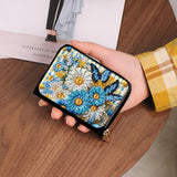 yzARTche Diamond Art Painting Credit Card Wallet, RFID Blocking DIY Gem Art PU Leather Zipper Card Holder Wallet for Women-05-Flower Butterfly yzARTche