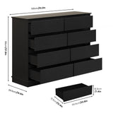 Black 8 Drawer Dressers for Bedroom, Chest of Drawers with Deep Drawers, Large Double Dresser for Closet with Wide Top, Horizontal Wooden Dresser for Living Room, Hallway, Kids Room GarveeHome
