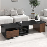 ALYIAMXL Expandable Coffee Table with Storage Drawers - Length Adjustable Wood Center Table for Living Room, Lounge, Large Rectangular Sofa Side Table ALYIAMXL