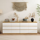 YIGOBUY 6 Drawer Double Dresser, Modern White Wood Chest of Drawers, Wide Natural Wood Dresser for Bedroom, Nursery, Living Room, Large Storage Cabinet YIGOBUY
