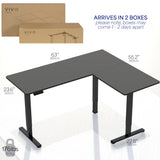 VIVO Electric Height Adjustable 63 x 55 inch Corner Stand Up Desk, Gray Table Top, Gray Frame, L-Shaped Standing Workstation, 3CT Series, DESK-E3CTGG VIVO