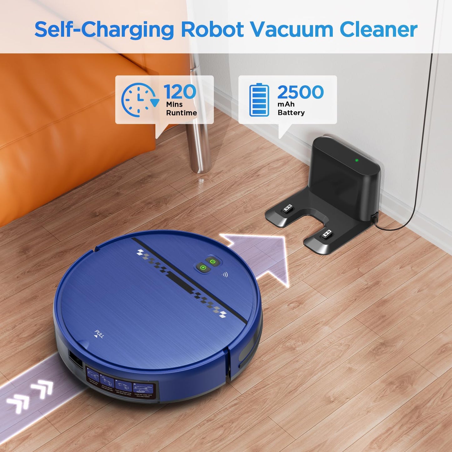 ZC WAS Robot Vacuum and Mop Combo, 2-in-1 Robot Vacuum Cleaner, Perfect for Pet Hair, Hard Floor and Carpet, Anti-Bump, Anti-Fall, App, Voice and Remote Control