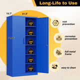 ZAOUS Metal Storage Cabinet with Lock，71'' Garage Storage Cabinet with 5 Adjustable Shelves, Tall Tool Cabinets for Garage, Home, Office, Gym, School, Blue ZAOUS