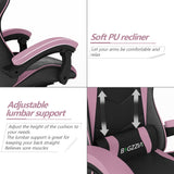Bigzzia Gaming Chair, Ergonomic Video Game Chairs with Pillow and Lumbar Support, Racing Style Height Adjustable Computer Chair with 360°-Swivel Seat for Adults(Black/Pink) Bigzzia