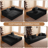 Modular Sectional Sofa, 108" L-Shaped Boneless Couch with Deep Seat, Corduroy Cloud Couch for Living Room, Bedroom, No Assembly Required, Ship in a Box, Black RUMBALUXY