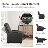 ANJ Power Theater Recliners Set of 3, Electric Home Theater Seating, Black Faux Leather Recliner with Adjustable Headrest, Movie Recliner Theater Chairs with LED,USB, Cup Holders, Hidden Arm Storage ANJ