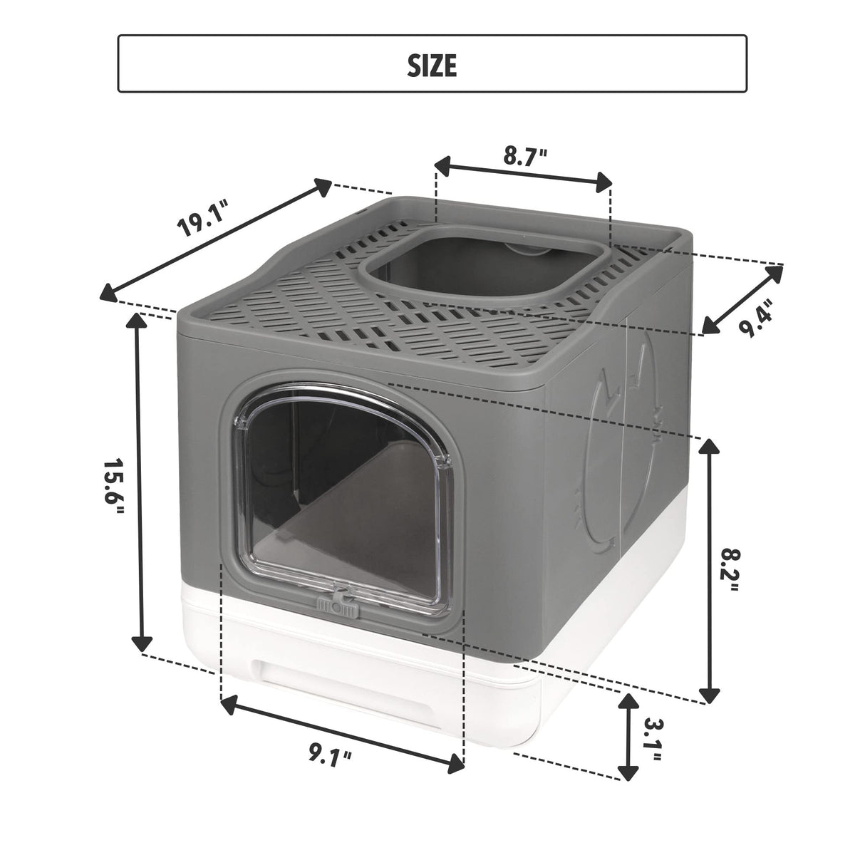 Pet Prime Covered Cat Litter Box for Indoor Cats, Anti-Splashing Large Enclosed Litter Box with Lid Top Side Entry Deep Drawer Kitty Litter Pan with Scoop Easy Cleaning Pet Prime