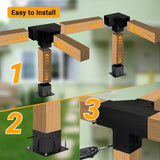 Neorexon Pergola Bracket Kit Elevated Wood Stand Kit Woodwork 4" x 4" (Actual 3.5" x 3.5"), Solid Steel DIY Pergola Hardware Kit, 6PCS Base Bracket & 4PCS 3-Way Corner Bracket & 2PCS 4-Way Bracket Neorexon
