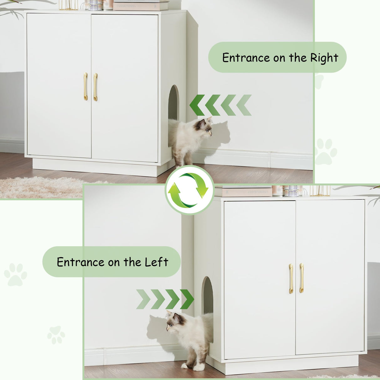 Gitelsnour Litter Box Enclosure, 30.9'' High Large Litter Box Furniture, Modern Cat Litter Box Enclosure with Hidden Storage, Side Table, End Table, White GCLB003WT Gitelsnour