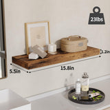 Fixwal 15.8in Floating Shelves, Rustic Wood Finish Wall Shelves Set of 4, Shelves for Wall Decor, with Invisible Brackets for Bathroom, Living Room,Bedroom and Kitchen(Rustic Brown) Fixwal