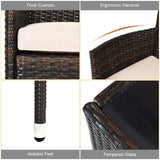 Tangkula 8 PCS Patio Rattan Conversation Set, Outdoor Wicker Furniture Set with Tempered Glass Coffee Table &Thick Cushion, Rattan Chair Wicker Set for Garden, Lawn, Poolside and Backyard (2, Brown) Tangkula