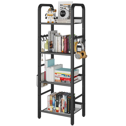 YMYNY 4 Tier Bookshelf, Freestanding Bookcase for Living Room, Bedroom, Home Office, Multi-Functional Storage Rack Organizer, Display Rack with Metal Frame, Rust Resistance, Black, UHBC054B