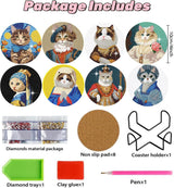Puraikcmi 8PCs Diamond Paintings Coasters Kits Set With Holder, Cat Diamond Art, Crafts DIY Funny Adult Craft Diamond Dots Gift Puraikcmi