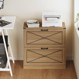 Vabches Farmhouse File Cabinet with 2 Drawers, Lateral Filing Cabinet Office File Cabinet with File Drawers, Wood Rustic Storage Cabinet File Organizer for Home Office, Living Room, Brown Vabches