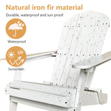 Wooden Adirondack Chair Outdoor Folding Patio Lounge Chair All Weather Fire Pit Chair with Easy Assemble for Outdoor Patio Lawn Garden Beach, White PayLessHere