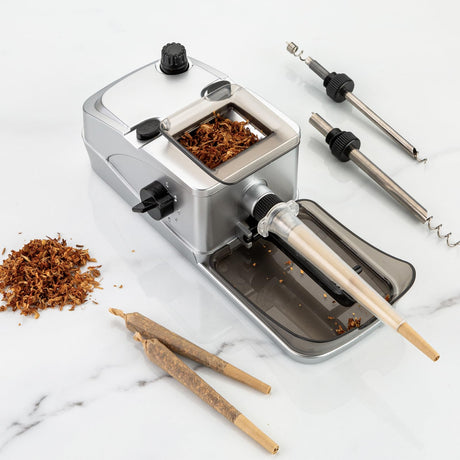 Electric Cigarette Rolling Machine, Automatic Cones Loader, Mini Portable Pre Rolled Cones Filling Maker, Automatic Roller, 308D Silver ASKJHKD