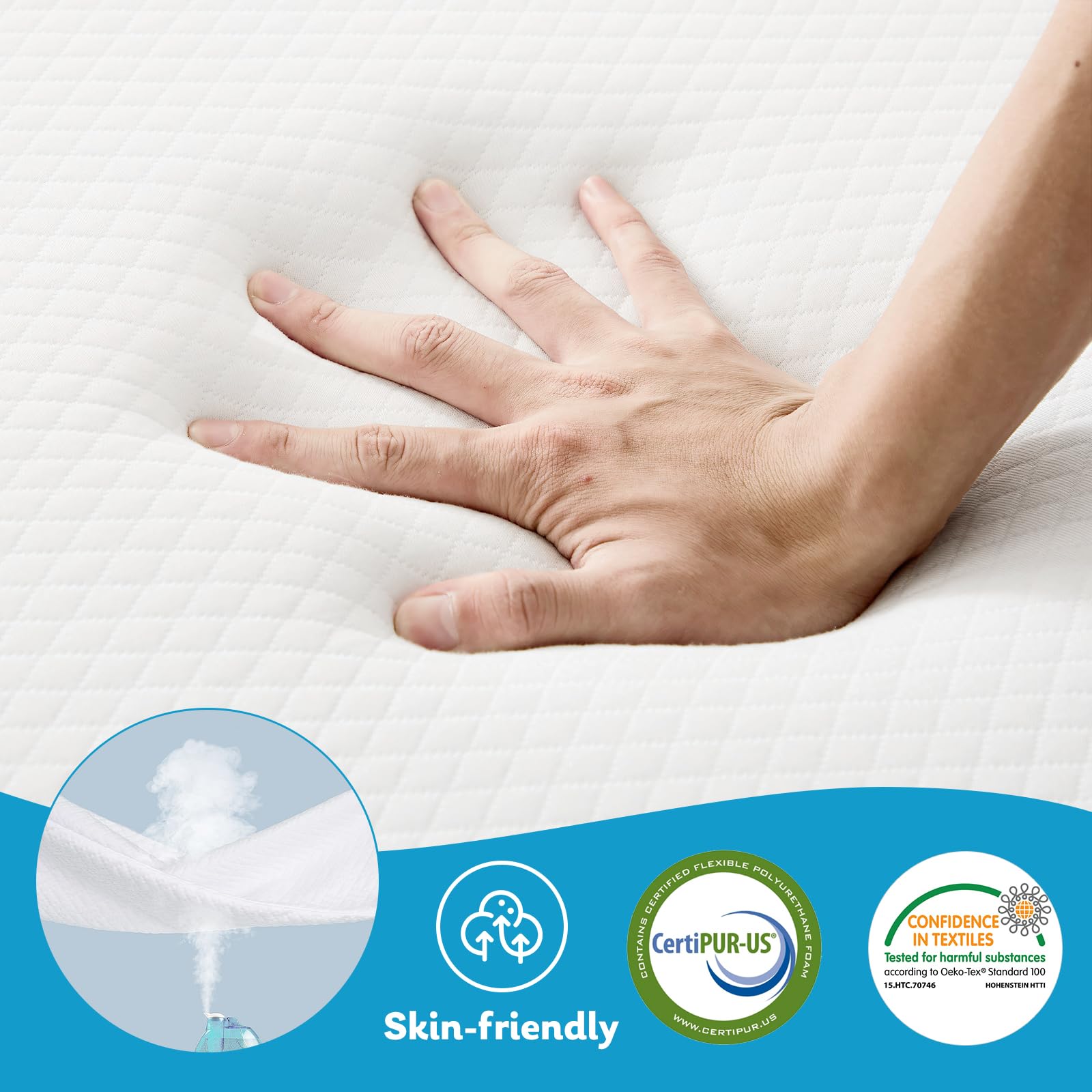 wOod-it Folding Mattress, 4 inch Tri-Fold Memory Foam Mattress Topper for Camping, Foldable Guest Bed, Portable Travel Mat with Washable Cover, 75"×25"×4", White - WoodArtSupply