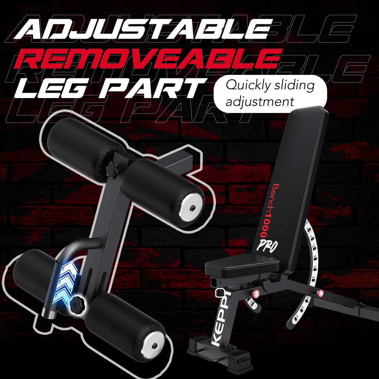 Keppi 1200LB Weight Bench, Heavy Duty Bench1000 PRO Adjustable Workout Bench Press Set for Home Gym Strength Training, Removable Foot Catch for Incline Flat Decline Sit Up Bench for Full Body Fitness Keppi