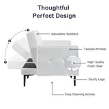 Furnify Small Loveseat for Living Room, 67" Sleeper Sofa Couch, Modern Futon with Adjustable Backrest, Comfy Two Seater Sofa for Bedroom Apartment Office, Teddy Fleece Fabric - White Furnify