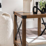 Walker Edison Sedalia Modern Farmhouse Metal X Side Table, 18 Inch, Rustic Oak Walker Edison