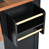 Merax 54.5" Upgraded Kitchen Cart Island on Wheels with Power Outlet,Drop Leaf and 3 Side Drawers,Farmhouse Wood Frame Storage Cabinet Merax