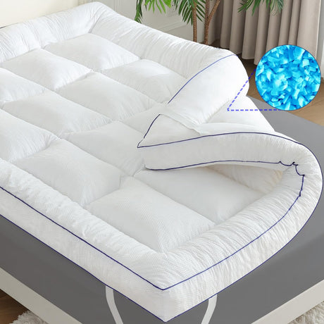 Queen Size Mattress Topper, Shredded Memory Foam Filling, 1800 GSM Mattress Pad Cover, Soft Bed Topper for Back Pain，Plush Foam Filled Pillow Top,60"x80" INSPIRE CRAFTER