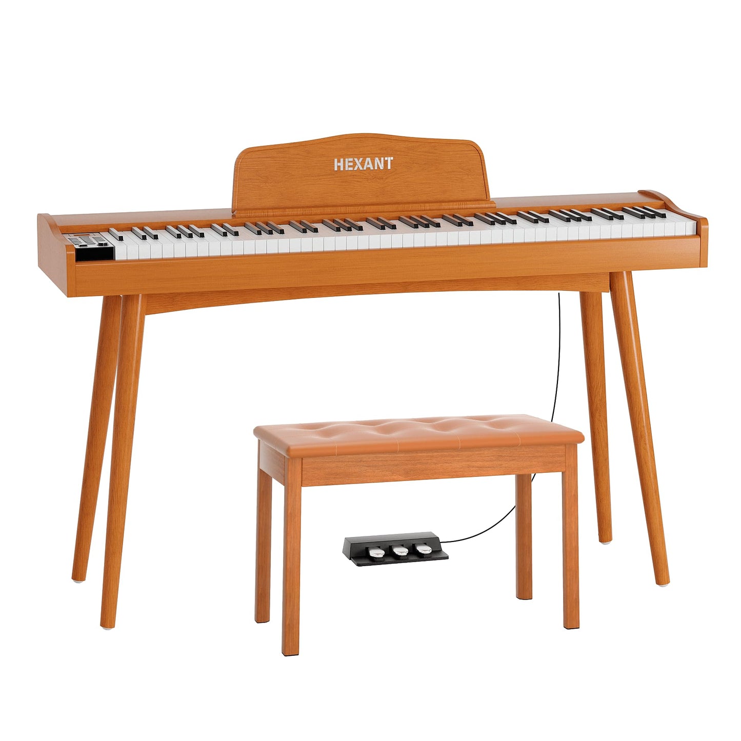 HEXANT 88- Key Digital Keyboard Piano, Wooden Electric Hammer Weighted Full Size Keyboard Piano, with 3-Pedal, MIDI Connection, Multi-Functional - WoodArtSupply