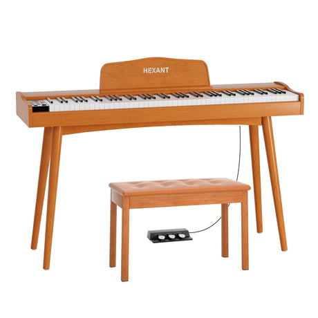 HEXANT 88- Key Digital Keyboard Piano, Wooden Electric Hammer Weighted Full Size Keyboard Piano, with 3-Pedal, MIDI Connection, Multi-Functional HEXANT