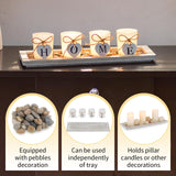 Romadedi Farmhouse Centerpiece Candle Holder Decor - Rustic Wooden Tray with 4 Glass Tealight Candles Holders for Coffee Table Home Decorations Living Room Fireplace Kitchen Housewarming Gifts Romadedi