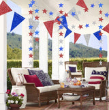 Decor365 Red Blue White/Silver Star Garland Triangle Pennant Banner Kit 4th/Fourth of July USA America Independent Day Celebration Decor Party Hanging Decoration for Bithday/Wedding/Home/Cavinal/Home Decor365