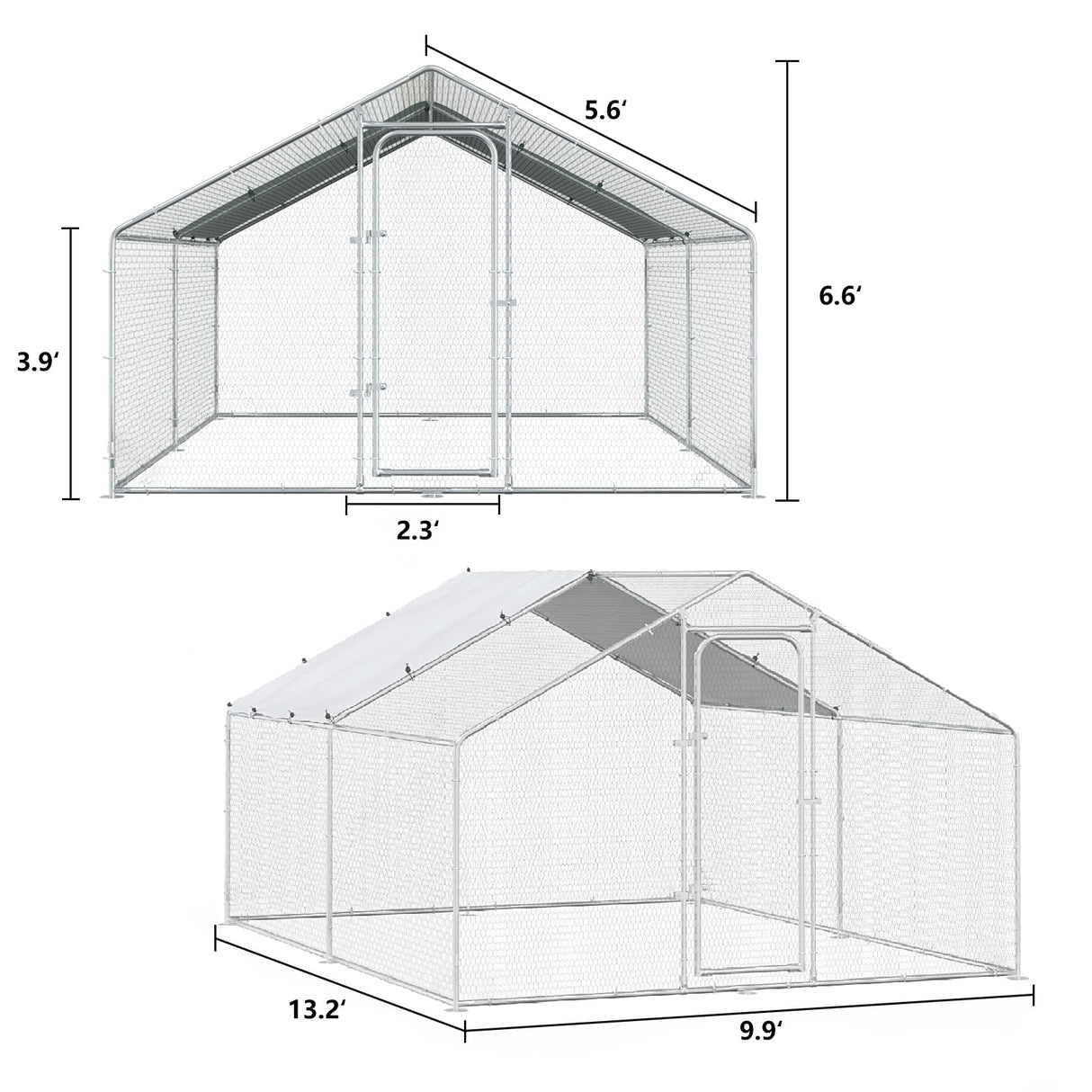 BOSSIN Bold Chicken Coop Run Large Metal Chicken Pen Outdoor, Poultry Cage Spire Shape, Heavy Duty Walkin for Yard with Waterproof and Anti-UV Cover, for Rabbits Habitat BOSSIN