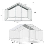 BOSSIN Bold Chicken Coop Run Large Metal Chicken Pen Outdoor, Poultry Cage Spire Shape, Heavy Duty Walkin for Yard with Waterproof and Anti-UV Cover, for Rabbits Habitat BOSSIN