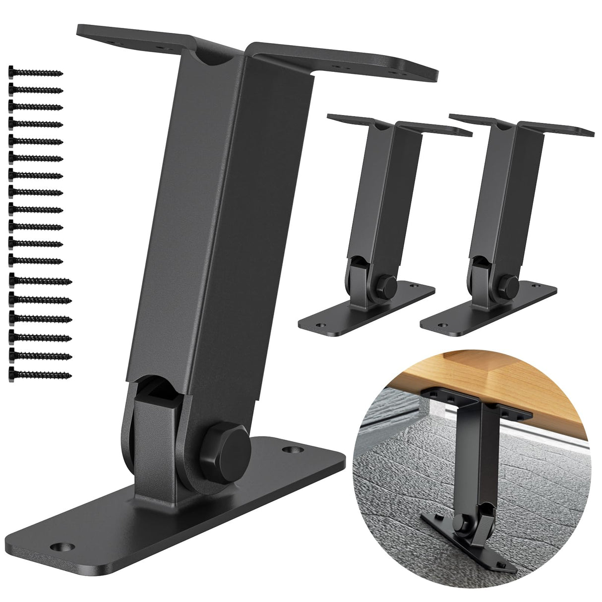 TROPTOLKY Heavy Pergola Brackets Adjustable Black Metal Roof Riser Beam Bracket Kit for Patio Roof and Patio Pergola (3Pcs ) TROPTOLKY