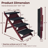 BRIKY Wooden Dog Stairs/Steps - Foldable 4 Steps Dog Steps for High Bed Couch Cars, Non-Slip Pet Stairs for Small Large Medium Dogs and Cats, No Assembly Required BRIKY